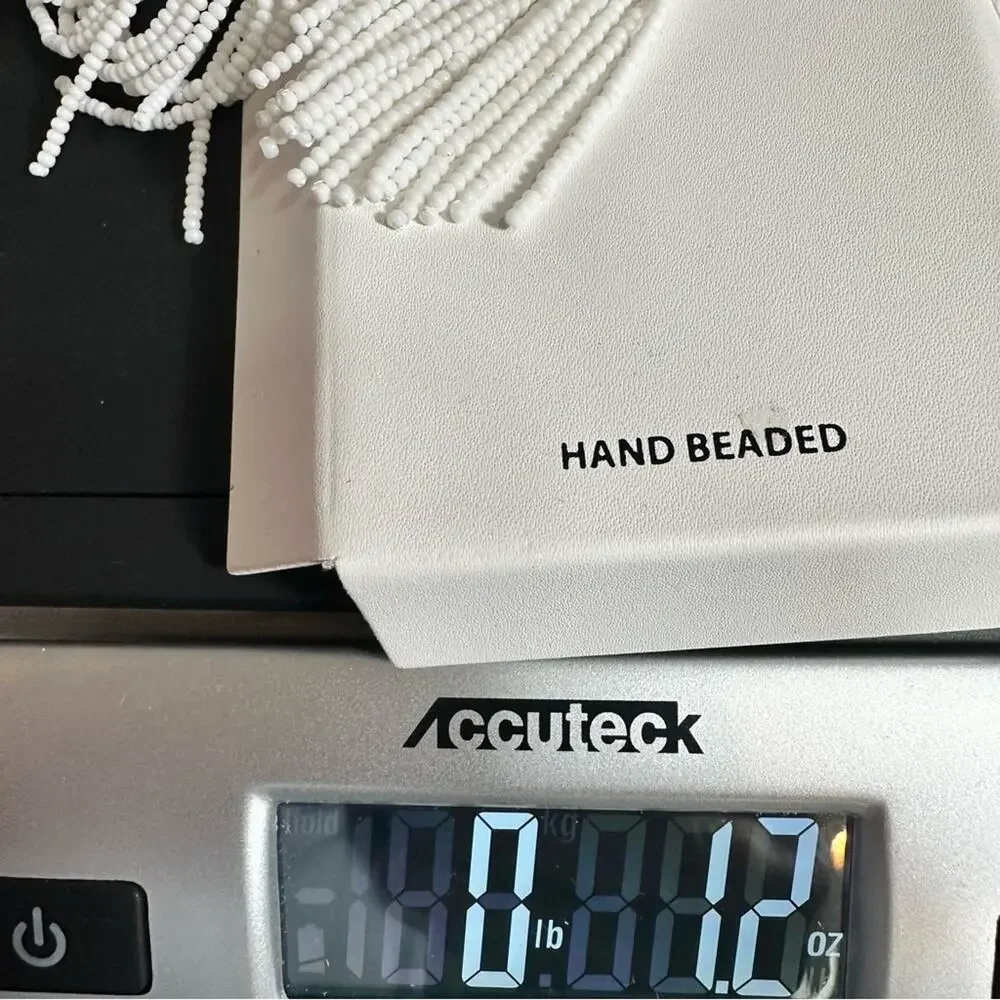 Pink Linen White Tassel Earrings NWT Seed Beads Dangle Jewelry Hand Beaded - Picture 15 of 16